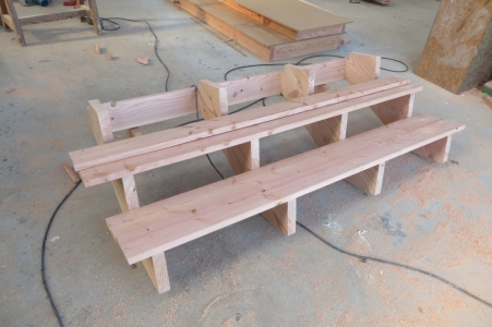 Fabrication de l'escalier bois exterieur à l'atelier
