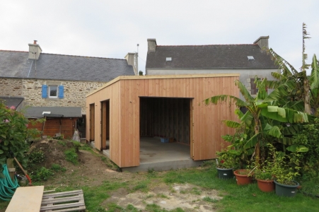 Extension bois Finistère bardage douglas posé d'aplomb