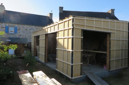 Extension bois Finistère ossature 145/45 + fibre de bois 35mm + contre liteaux