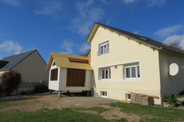 extension ossature bois bardage peint