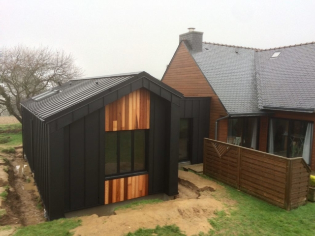 Extension bois bardage aluminium