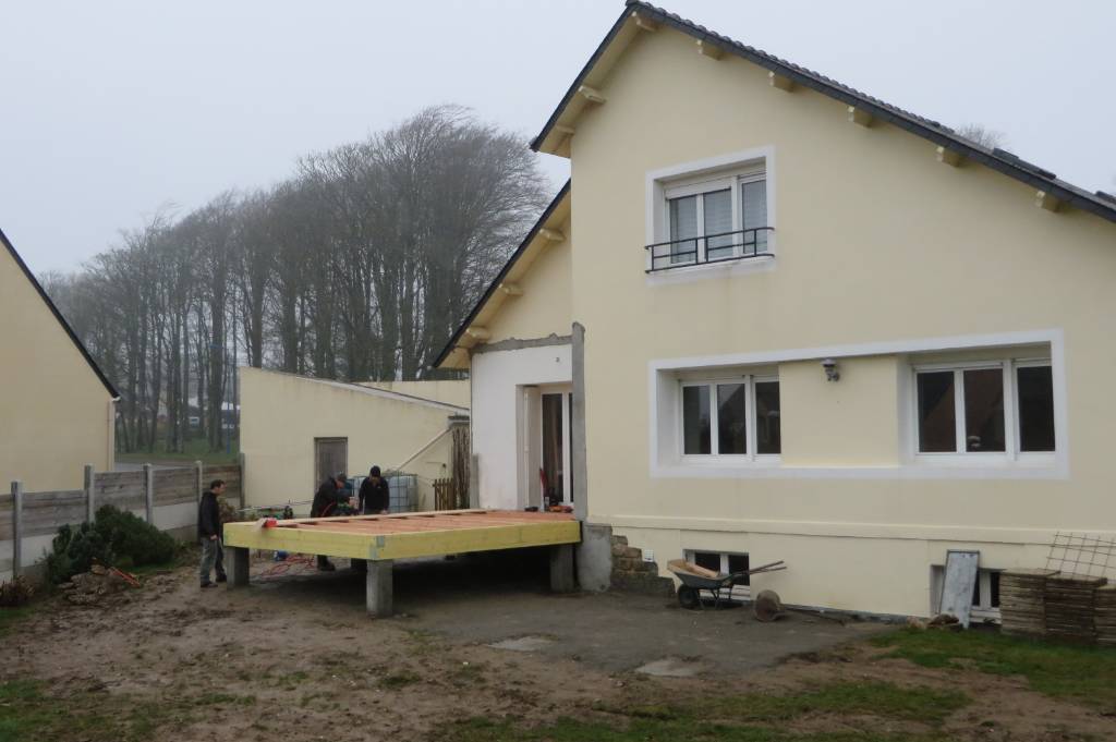 Extension bois bardage blanc lannilis