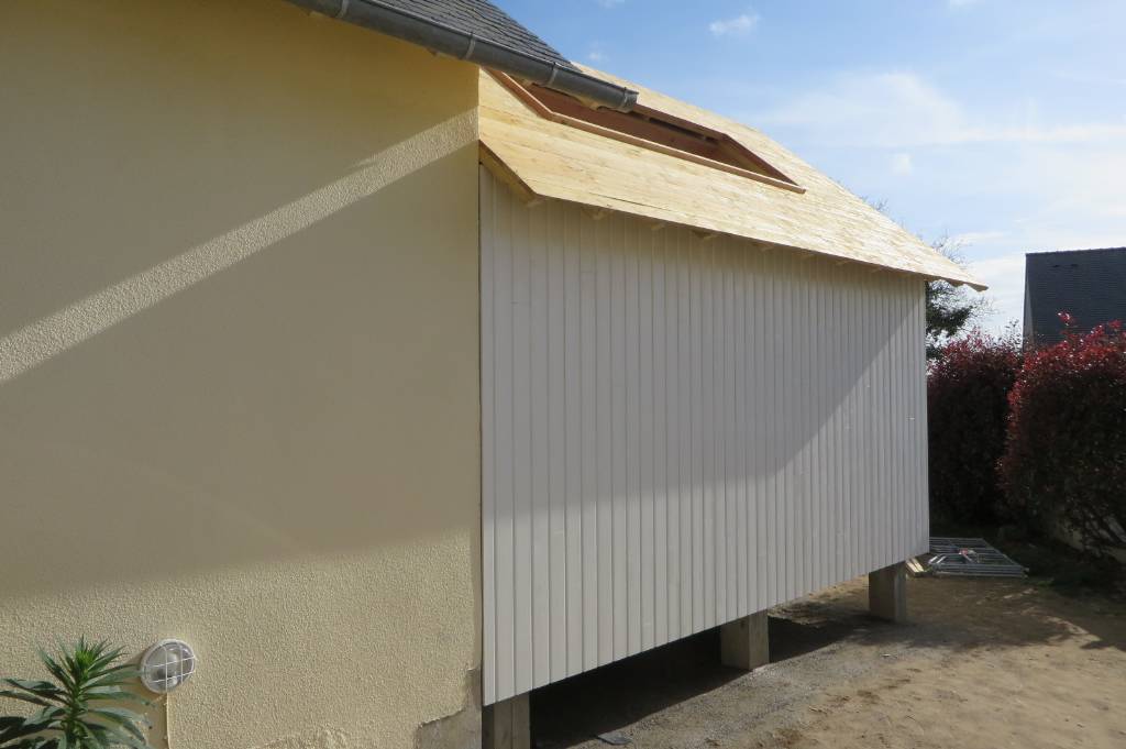 Extension bois bardage blanc lannilis