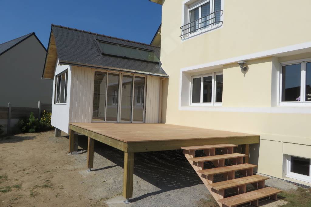 Extension bois bardage blanc lannilis