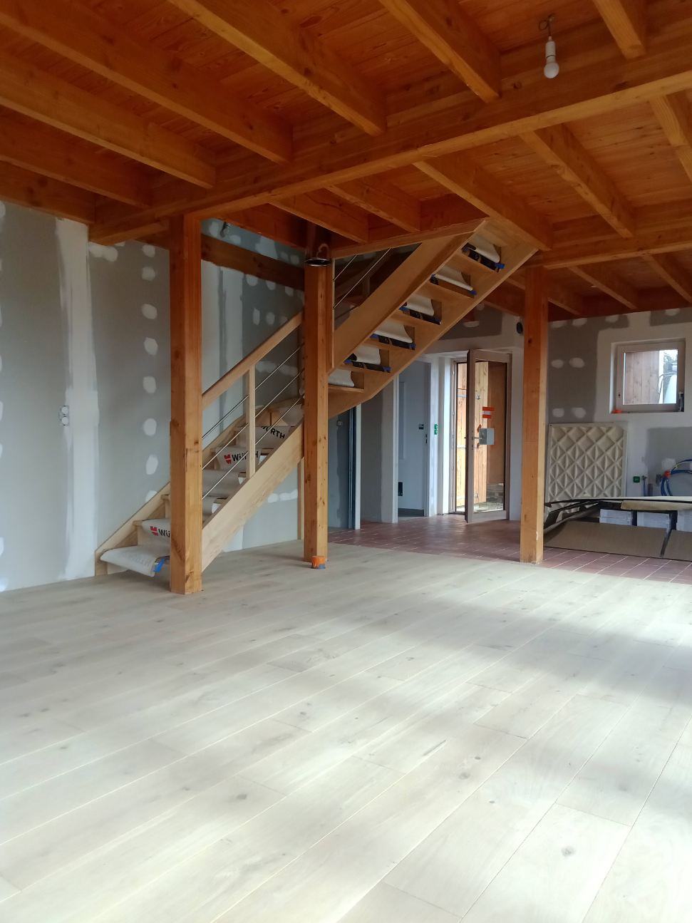 aménagement intérieur maison ossature bois