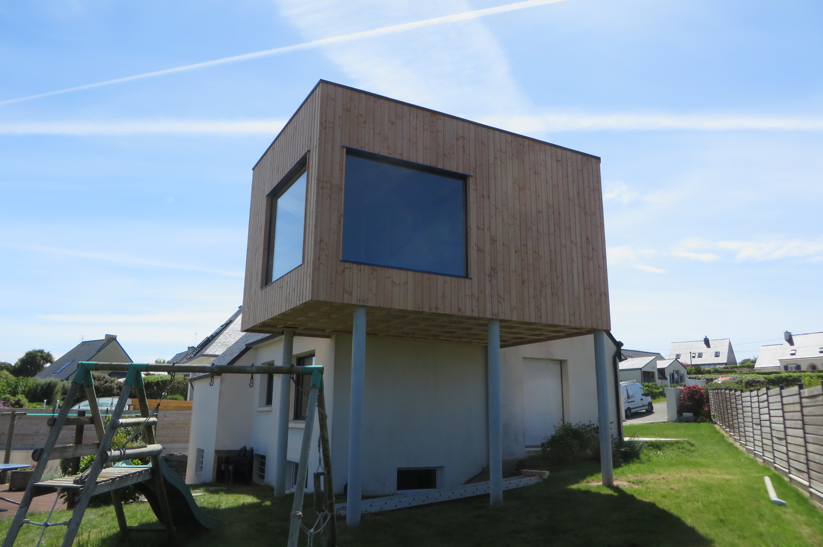 extension bois sur pilotis landeda