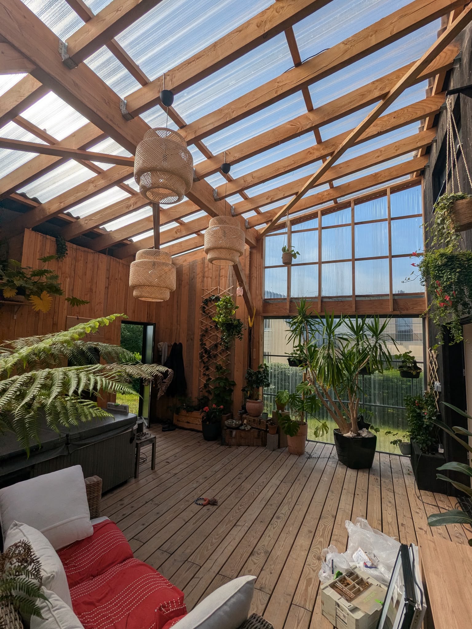 maison ossature bois avec jardin d'hiver
