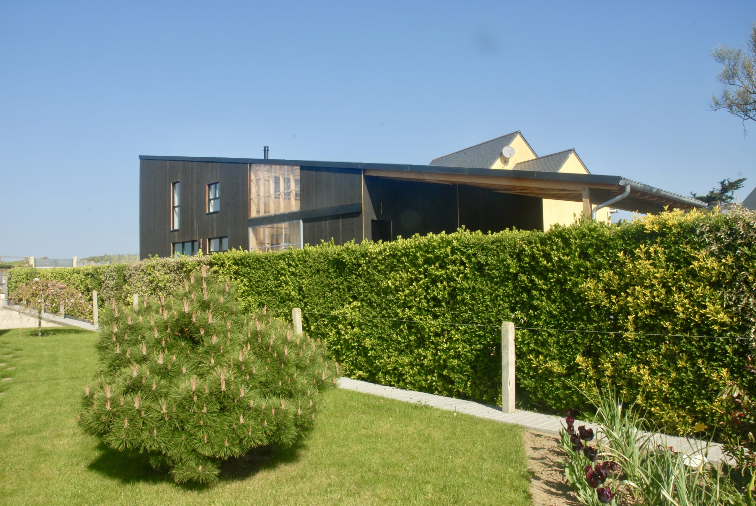 maison ossature bois avec jardin d'hiver