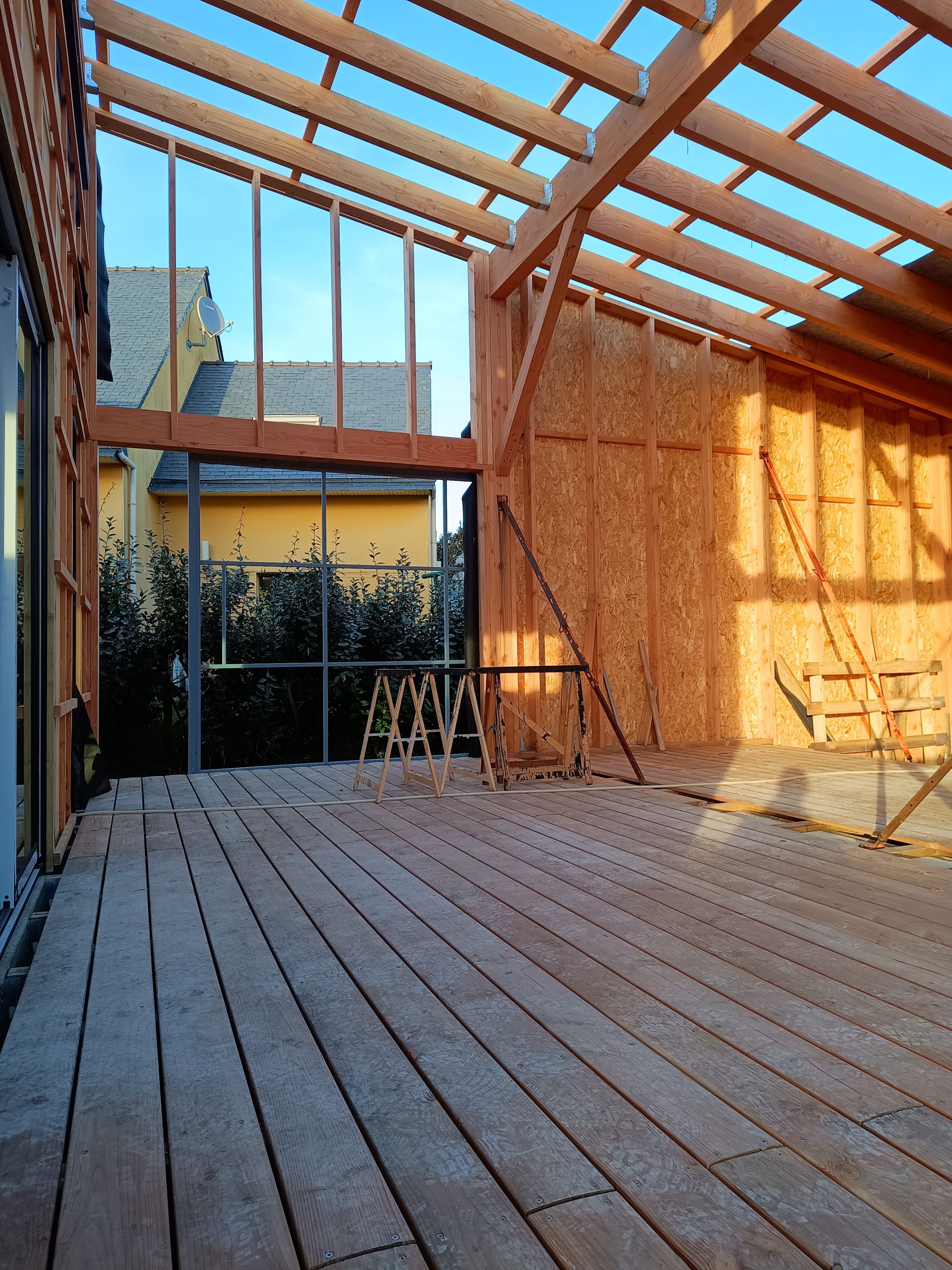 maison ossature bois avec jardin d'hiver