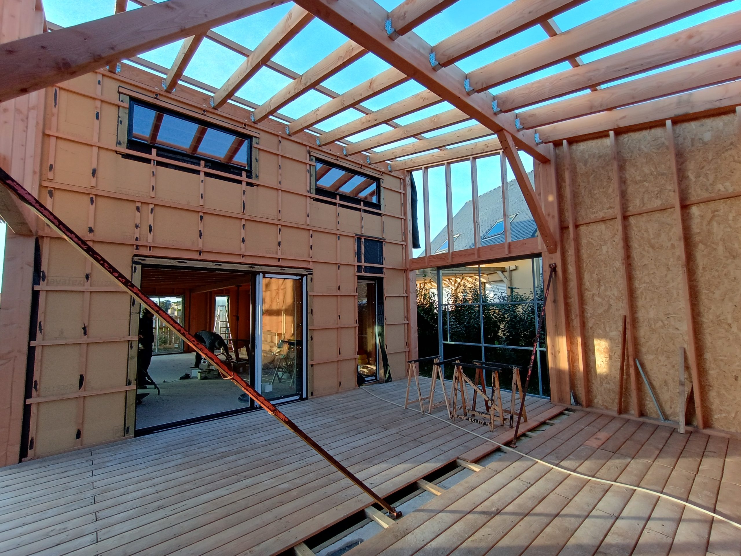 maison ossature bois avec jardin d'hiver
